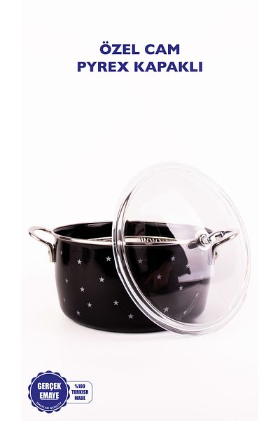EMAYlab Star Enamel Star Patterned Fryer/Frying Pot (24Cm-4Litre)