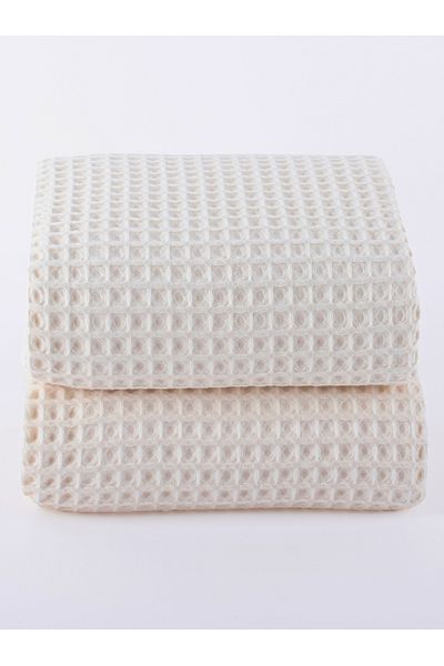 Püskül Tekstil Luxury Bath Towels Set of 2, Waffle Weaving, 100% Cotton, High Quality, Quick Drying Bathroom Towels