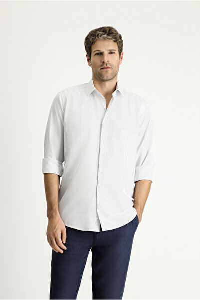 Kiğılı Класична бавовняна сорочка в смужку з довгим рукавом, що легко прасується