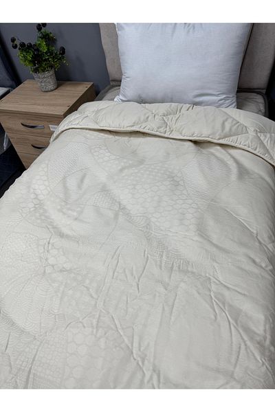 Clasy Ranforce 100% Cotton Double Mandarin V1 - Cream/Beige, Plain Pattern Quilted
