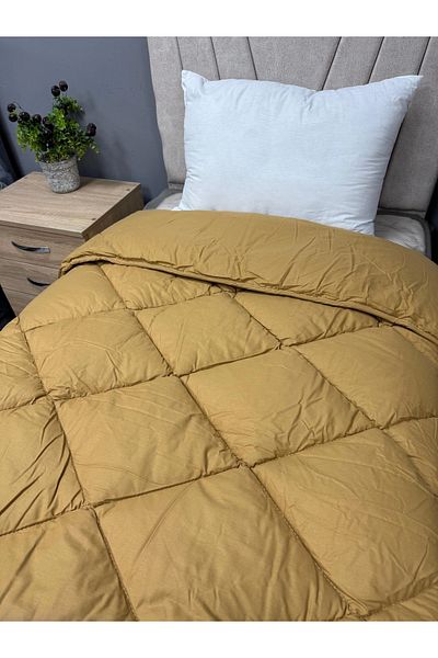 Clasy Ranforce 100% Cotton - Double, Double-Sided Mustard Plain Pattern Quilted