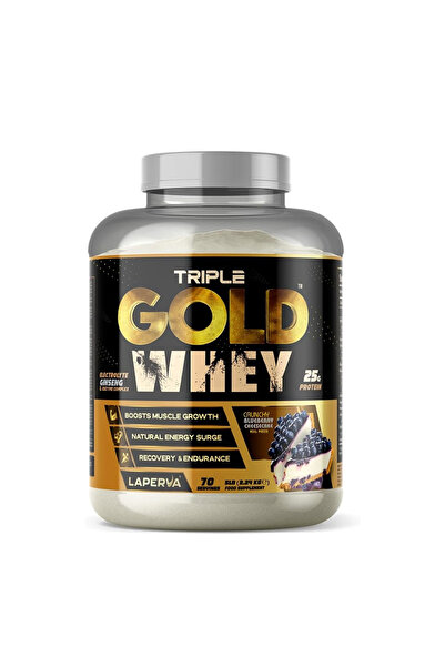 Laperva مسحوق بروتين مصل اللبن تريبل جولد - 25 غ بروتين، أحماض أمينية متفرعة السلسلة، 5 أرطال، كعكة جبن التوت الأزرق المقرمشة