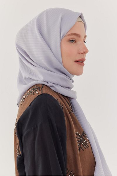 MİRSOY SCARF Şal jacquard cu model linie albastru gheaţă