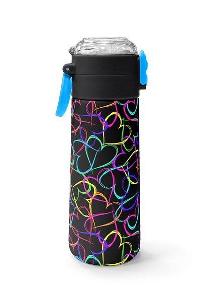 Coral High Kids Multicolor Heart Patterned Straw and Direct Drinking Steel Thermos 500 ml 31870