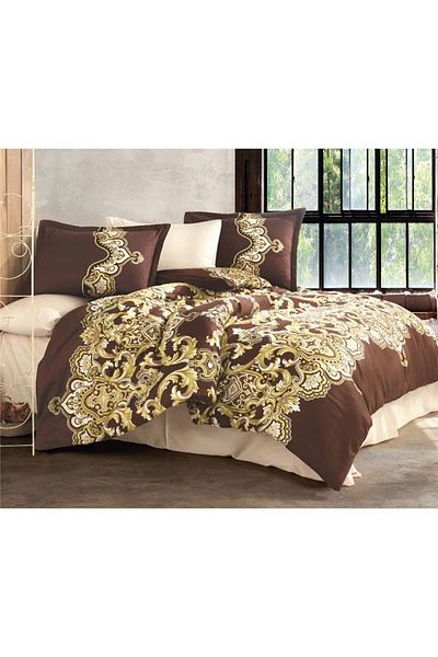 Clasy Set cuvertură dublă - 100% bumbac satinat, Artesa Brown V1
