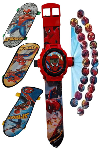 Rewoly Spi-Der-Man 24 Farklı Resmi Duvara Yansıtan Projeksiyonlu Çocuk Kol Saati