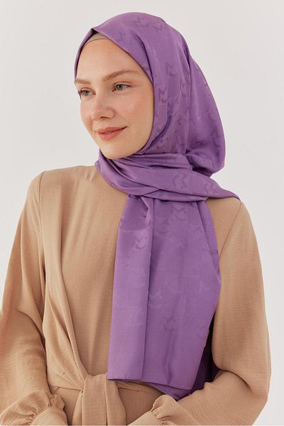 MİRSOY SCARF Shiny Jacquard Patterned Mc Shawl - Lavender