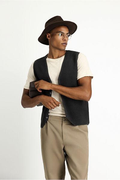 Kiğılı Cotton V-Neck Patterned Knitwear Vest