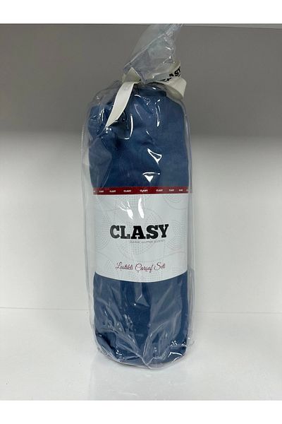 Clasy طقم ملاءات مطاطية مزدوجة من Ranforce باللون الأزرق الداكن