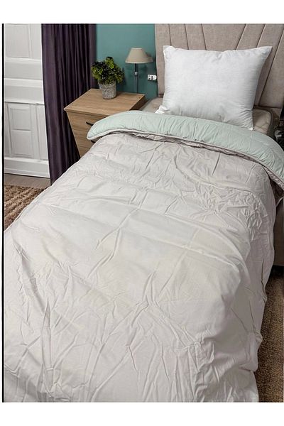 Clasy 100% Cotton Ranforce Single Double Sided Quilt Beige-Çagla Green