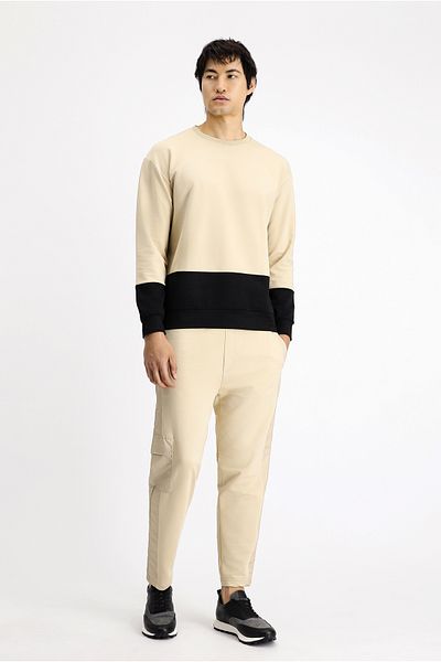 Kiğılı Crew Neck Oversize Patterned Cotton Sweatshirt