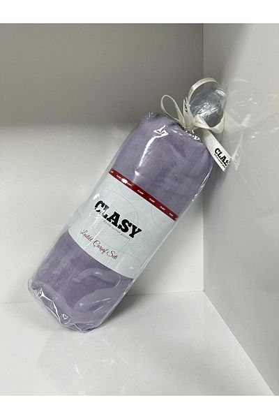 Clasy Ranforce Single Striped Elastic Sheet Set - Purple