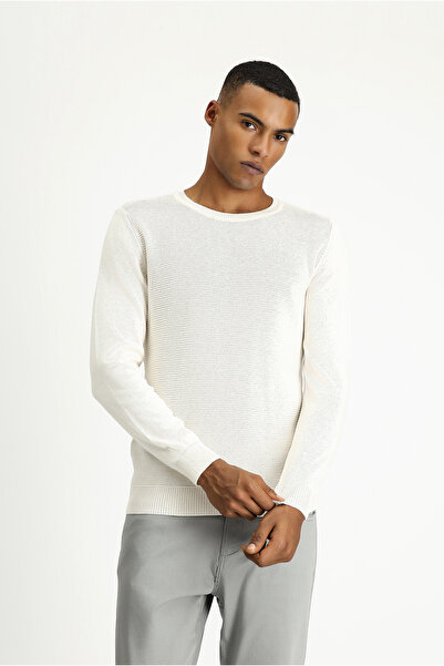 Kiğılı Bisiklet Yaka Regular Fit Desenli Pamuklu Triko Kazak