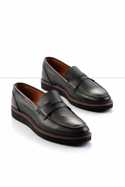 Bambi Black Leather Men's Classic Shoes E01902111140