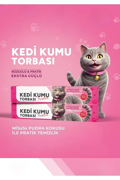 ARVALE Pack of 7 Powder Scented Cat Litter Bags 82X50 cm - Drawstring Bag