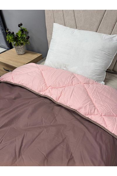 Clasy 100% Cotton Ranforce Single Quilt Double Sided Brown-Pink Plain Pattern
