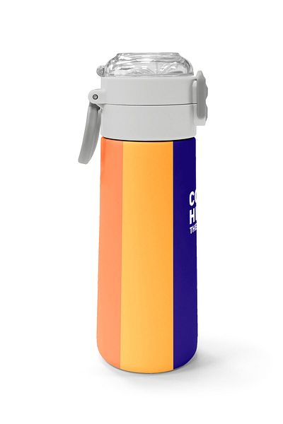 Coral High Kids Colorful Striped Patterned Straw and Direct Drinking Steel Thermos 500 ml 31874