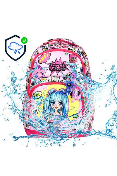 Bodmar Çanta Since 2023 Blue Haired Anime Patterned Triple Girl Elementary School School Bag (Bag Thermal Lunch Bag Pen Holder)