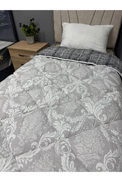 Clasy 100% bumbac Ranforce pilota unică cu model de flori în carouri gri