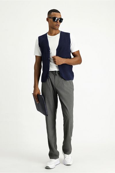 Kiğılı V-Neck Patterned Cotton Knitwear Vest