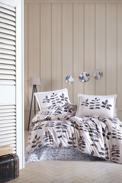 Clasy Ranforce Двоспальний комплект постільної білизни - Антрацит Hafsa V1