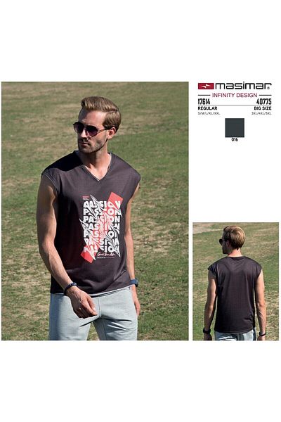 Masimar Men's Digital Printed V-Neck Sleeveless T-Shirt