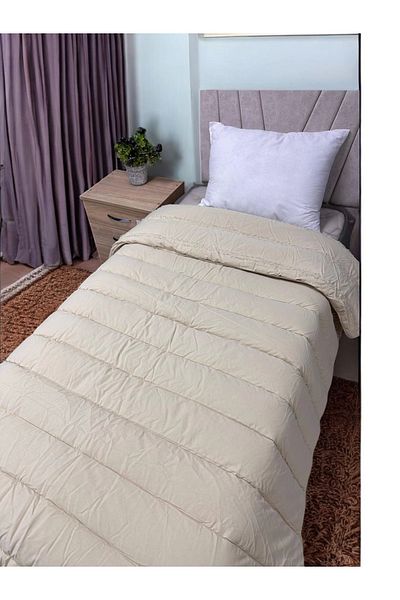 Clasy 100% Cotton Ranforce Single Double Sided Quilt Avola V1 Cream Plain Pattern