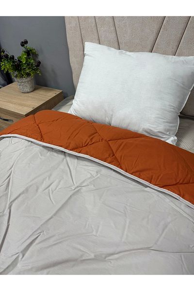 Clasy 100% Cotton Ranforce Double Quilt - Beige-Tile Plain Patterned Quilted
