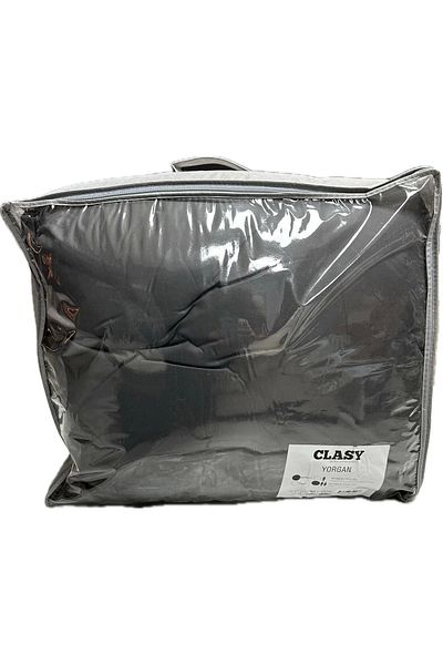 Clasy Ranforce Quilt Double Double Color Anthracite - White Double Color Plain Patterned