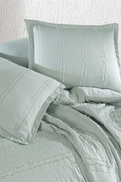 Clasy Ranforce 100% Cotton Single Bedspread Set Avola V2 Sage Color