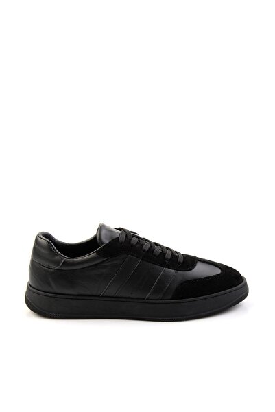 Bambi Siyah Siyah Hakiki Deri Erkek Sneaker E01759101802