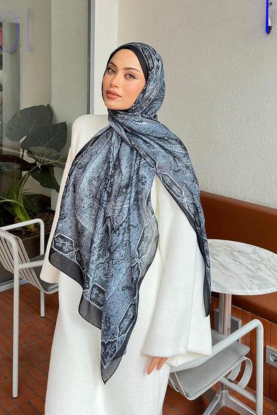 lamelif.com Şal retro din bumbac negru gri