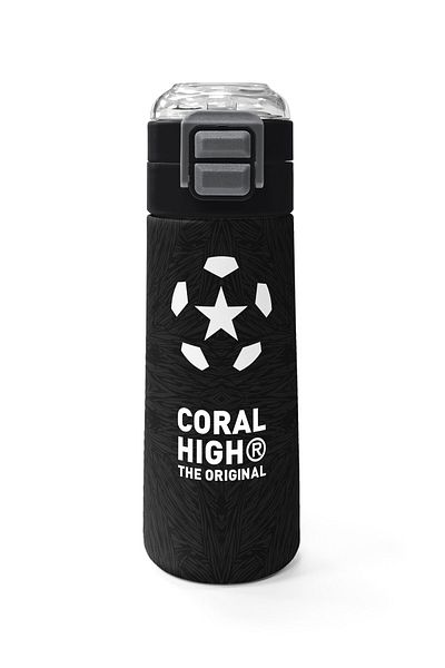 Coral High Kids Black Football Patterned Steel Thermos with Straw and Direct Drinking 500 ml 31898