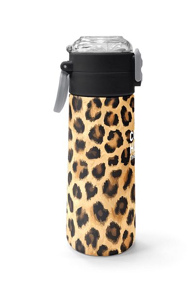 Coral High Kids Brown Leopard Patterned Steel Thermos with Straw and Direct Drinking 500 ml 31881