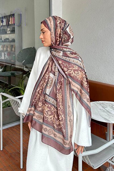 lamelif.com Versa Desen Pamuk Şal Kahverengi