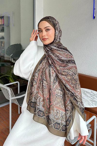 lamelif.com شال قطني أخضر عسكري