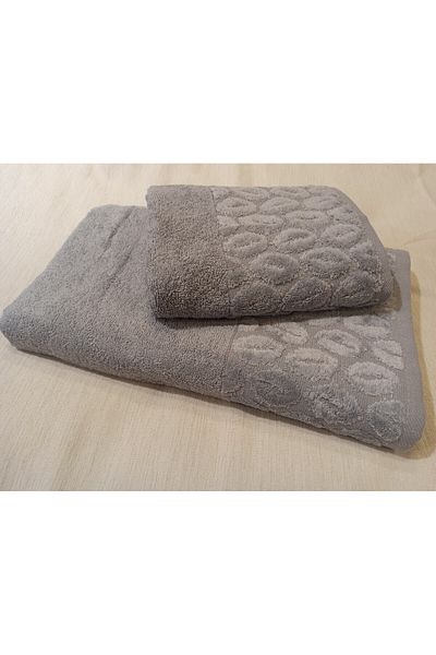 ŞENER HOME Bade Bath Set of 2, Bath and Head Towel - Gray