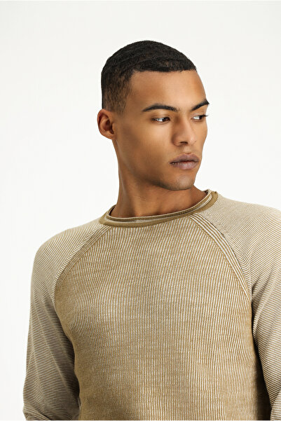 Kiğılı Pulover de tricotaj cu dungi slim cu decolteu