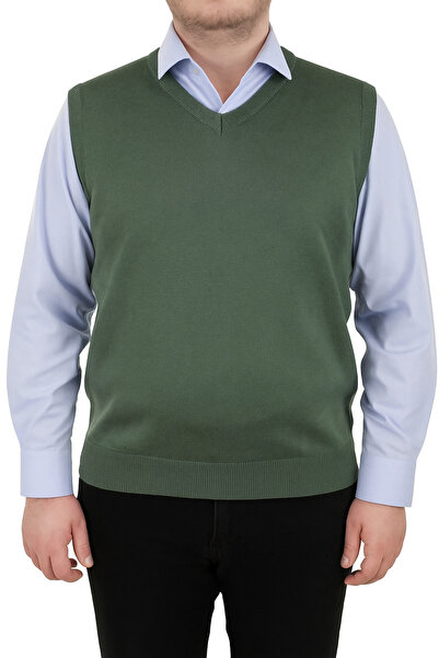 nacar çarşı Baba Erkek V Yaka Haki Yeşil Triko Süveter – Klasik ve Şık