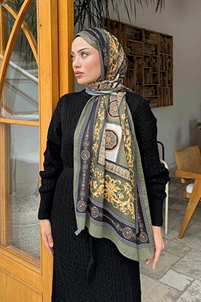 lamelif.com Versa Desen Pamuk Şal Haki