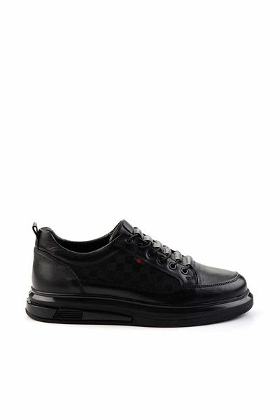 Bambi Black Leather Men's Casual Shoes E01398473403