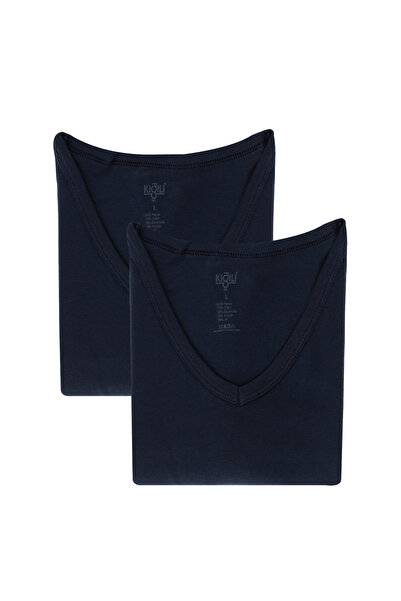 Kiğılı عبوة من قطعتين من القطن برقبة على شكل حرف V