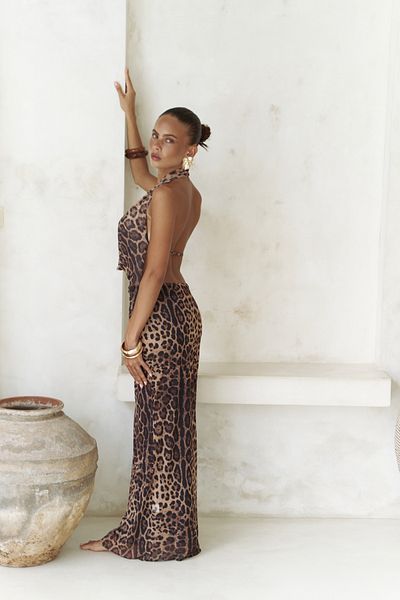 BOHEMAİ Μακρύ φόρεμα Galagher Degaje Leopard Pattern