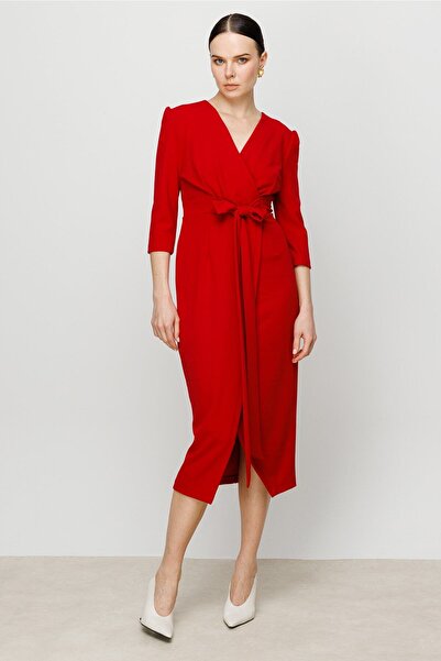 AYHAN Kruvaze Kırmızı Renk Elbise