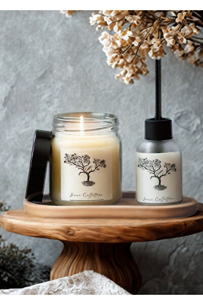 PARFÜM VE AKSESUAR 3lü Koku Giderici Banyo Oda Kokusu Sandal Ağacı Wood 50 ml Kavanoz Parafin Mum 210cc(KOKUSUZ) Altlık