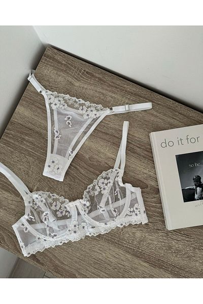 VentLingerie Σετ λευκό Floral Bralet