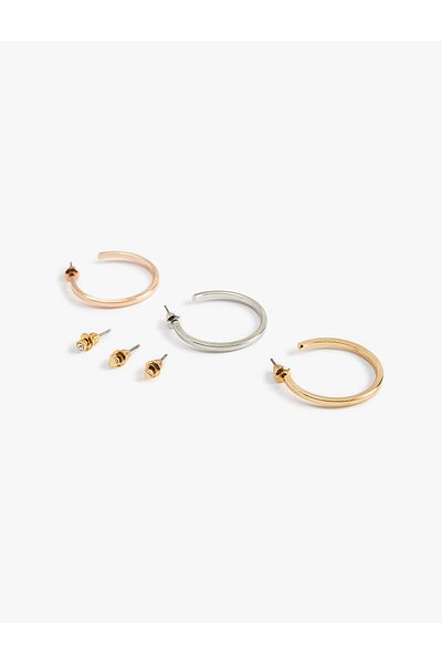 Koton Steel Ball and Hoop Earrings Set of 6