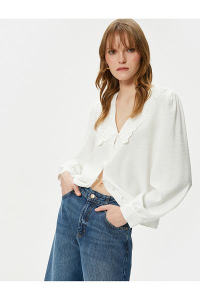 Koton Baby Collar Shirt Buttoned Balloon Sleeve Viscose
