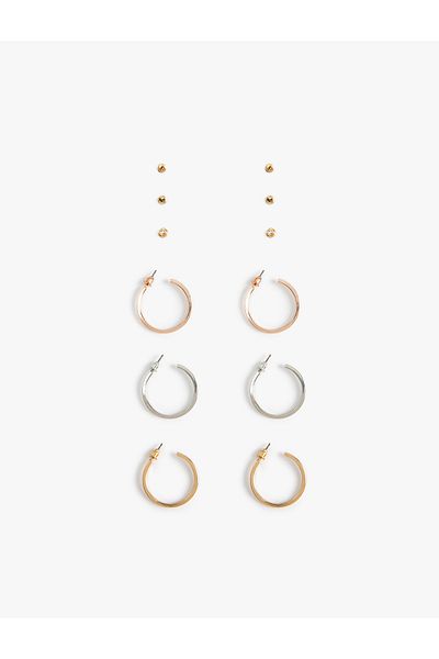 Koton Steel Ball and Hoop Earrings Set of 6