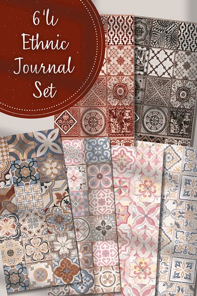 Hume Craft Set of 6 Ethnic Pattern Themed Stickers Set Fit for Bullet Journal Agenda